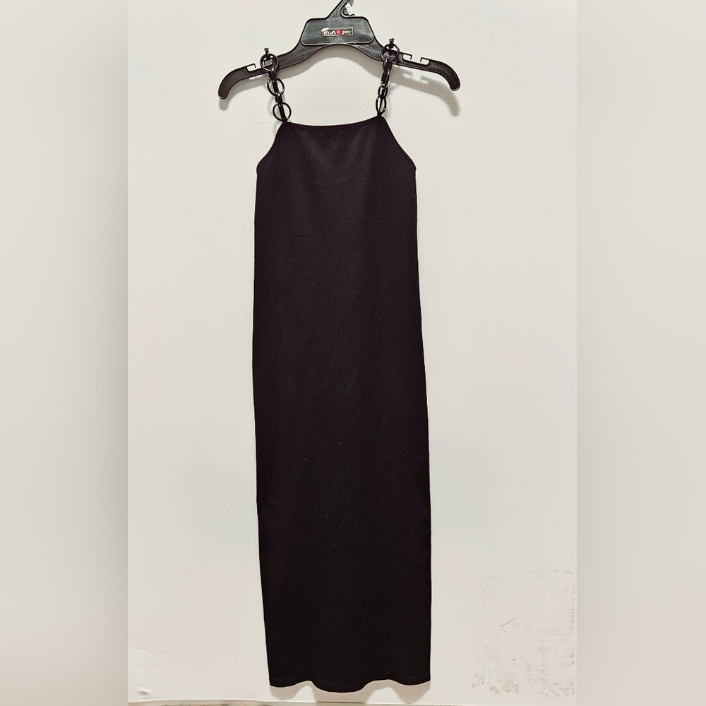 WOMENS SZ SMALL SOLID BLACK RIBBED DRESS